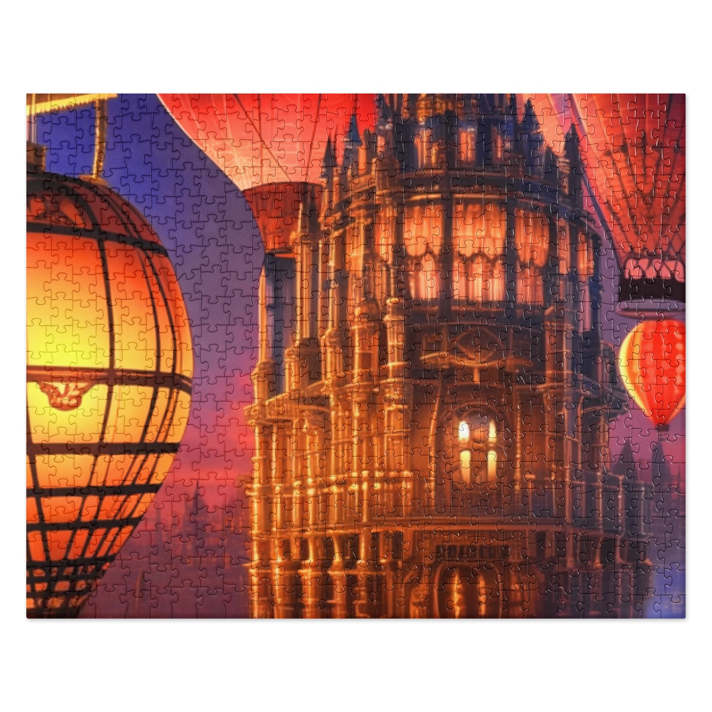 Torre del reloj de la nebulosa Nihon en medio de engranajes que apuntan al cielo