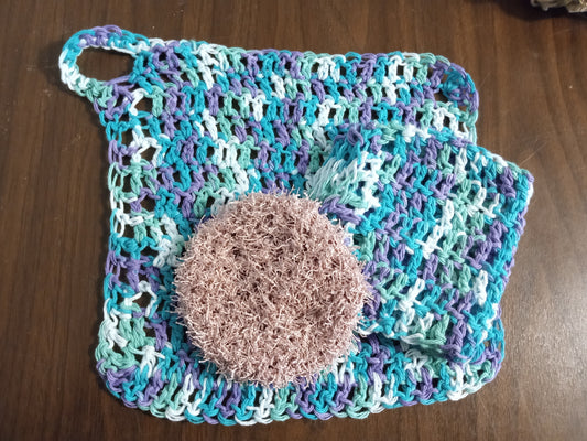 Ocean Breeze Dish Cloth and Scrub Eaze Scrubby